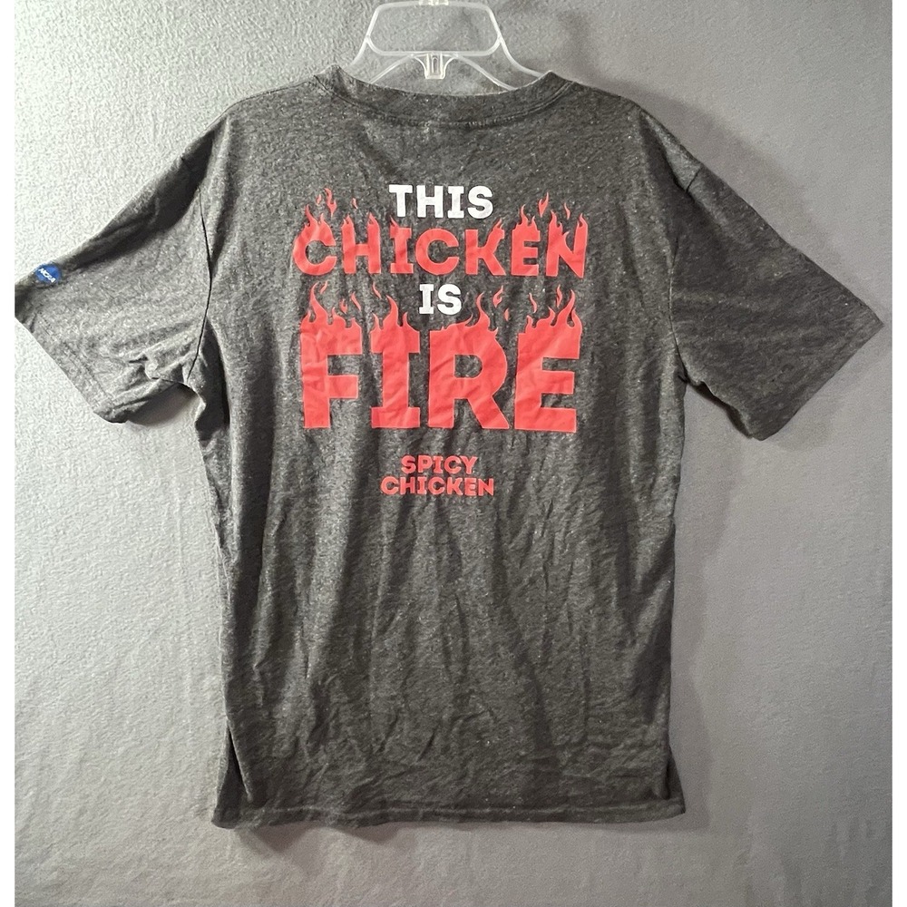 Wendys Shirt M Gray This Chicken Is Fire Spicy Chicken Employee Uniform